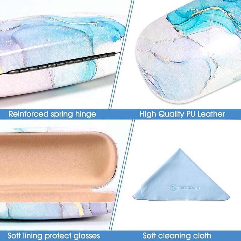 PERFECTSIGHT Store Hard Shell Eyeglasses Case, PU Leather Protective Glasses Case, Cute Eyeglass Case for Women Men Girls - Image 2